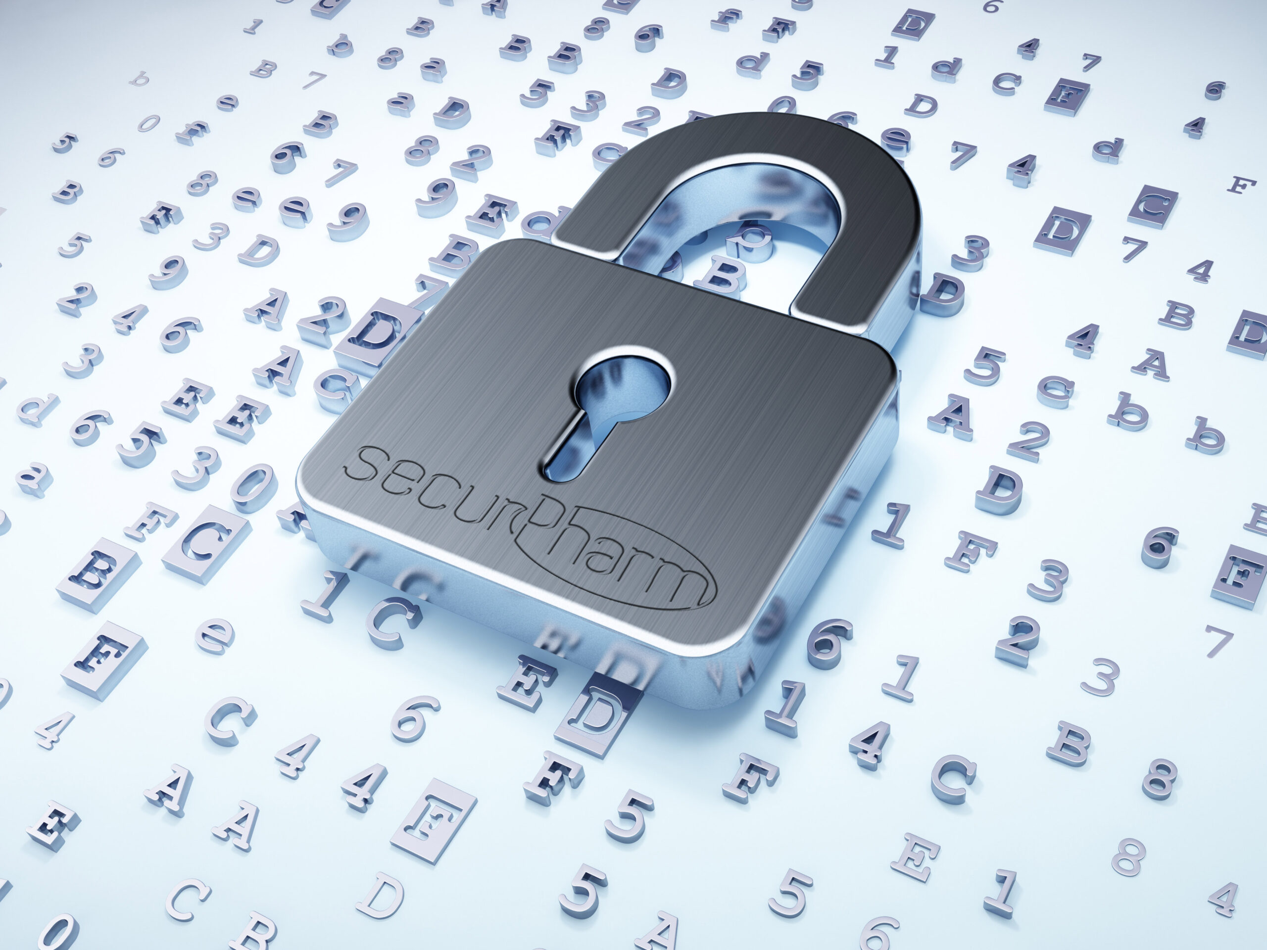 Security concept: silver closed padlock on digital background